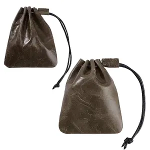 2Pcs 2 Styles Cowhide Jewelry Cosmetics Storage Bag