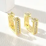 Brass Micro Pave Cubic Zirconia Hoop Earrings