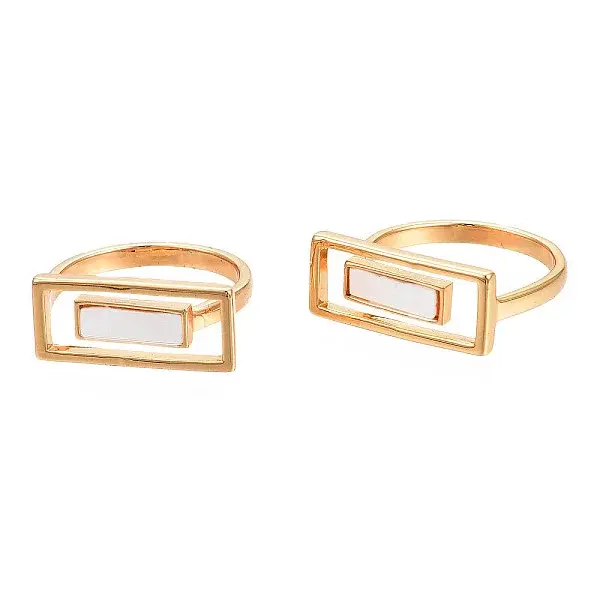 Natural Shell Rectangle Finger Ring
