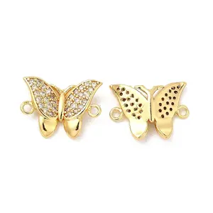 Brass Micro Pave Cubic Zirconia Connector Charms