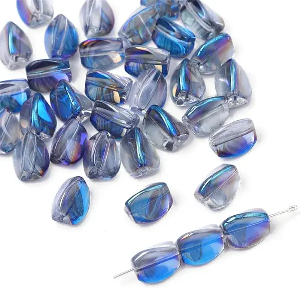 10Pcs Electroplate Transparent Glass Beads