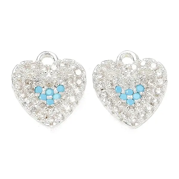 Brass Micro Pave Sky Blue Cubic Zirconia Charms