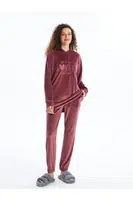 LC Waikiki Lcwk Elastic Waist Plain Velvet Women's Jogger Pajama Bottoms