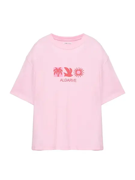 Pull&Bear Tričko  ružová / červená