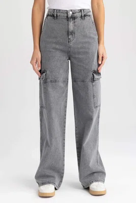 DEFACTO Straight Fit Cargo Jean dlouhé kalhoty