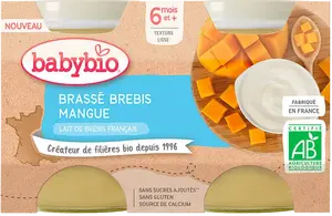 BABYBIO Brassé z ovčího mléka mango 2 x 130 g