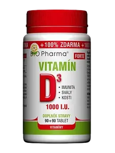 BIO PHARMA Vitamín D3 Forte 1000 I.U. 180 tablet