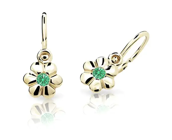 Cutie Jewellery Zlaté dětské náušnice C1736-10-X-1 zelená