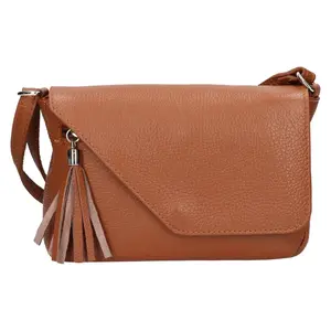 Dámska kožená crossbody kabelka Italia Kalia - koňak