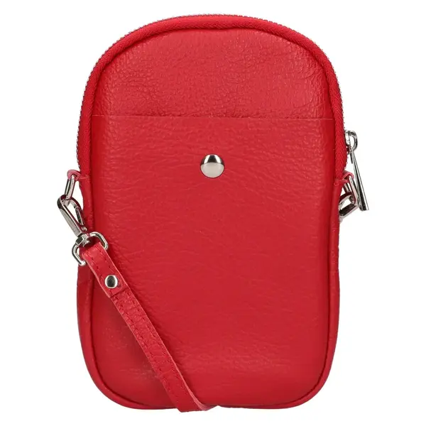 Dámská kožená kabelka na mobil a doklady Italia Monea - červená