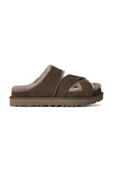 Semišové šľapky UGG W Greenport Cross Strap Slide