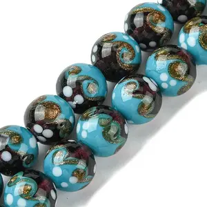 Handmade Gold Sand Lampwork Beads Strands