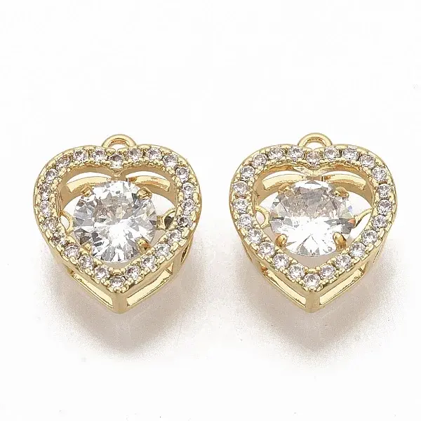 Brass Micro Pave Clear Cubic Zirconia Charms