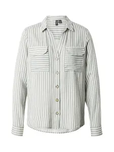 VERO MODA Blúzka 'VMBumpy'  tmavozelená / biela