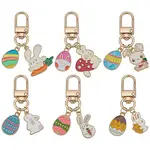 6Pcs Halloween Theme Alloy Enamel Pendant Decorations