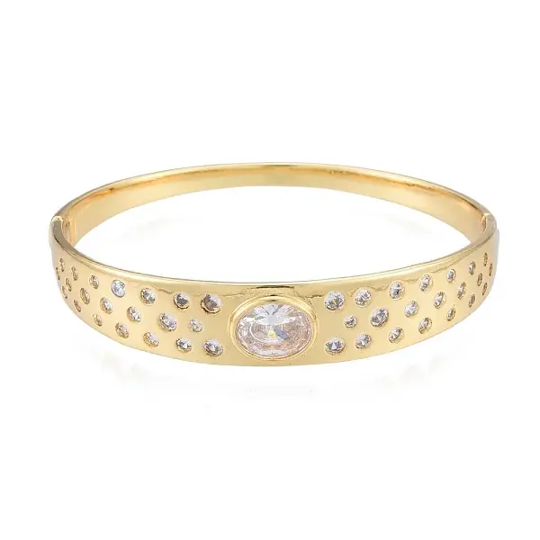 Cubic Zirconia Oval Hinged Bangle