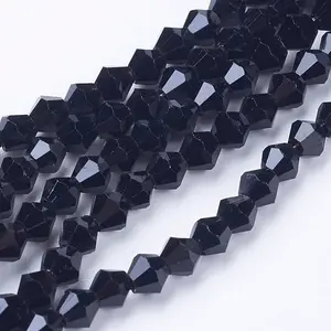 Black Glass Bicone Beads Strands