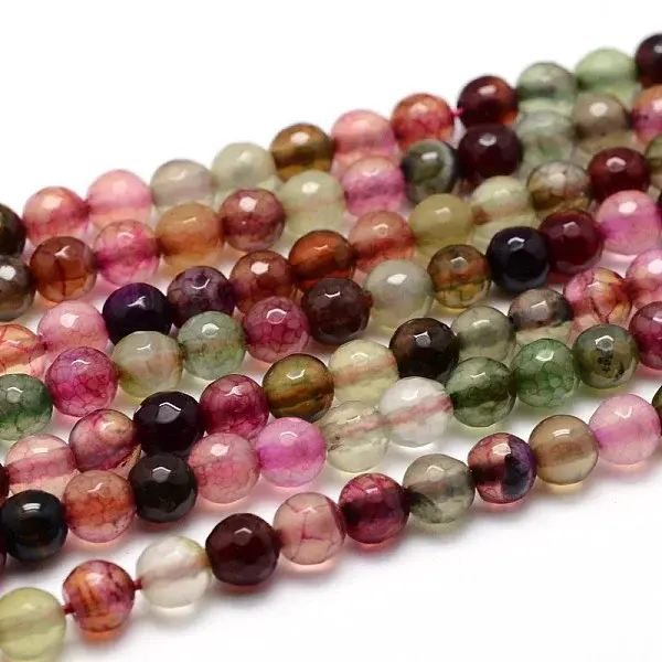 Dyed Natural Agate Faceted Round Beads Strands
