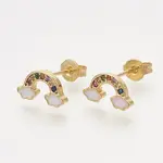 Brass Cubic Zirconia Stud Earrings