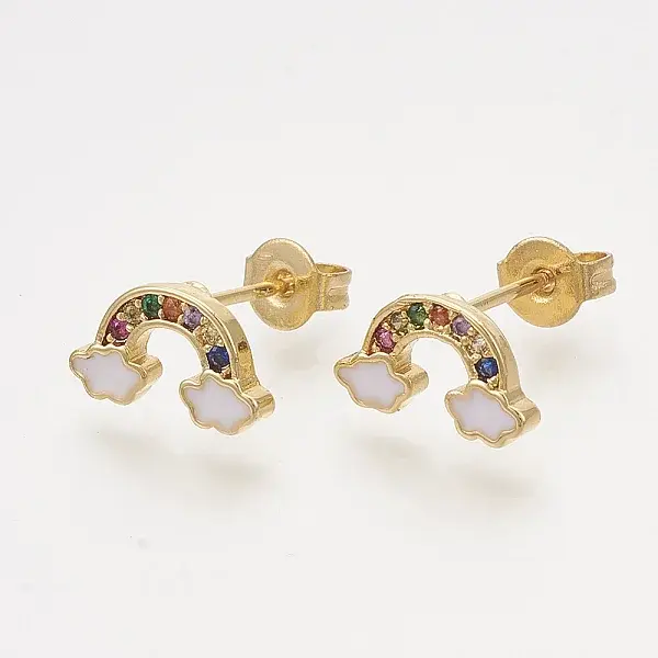 Brass Cubic Zirconia Stud Earrings