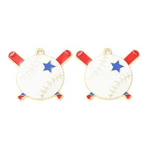 Baseball Alloy Enamel Pendants