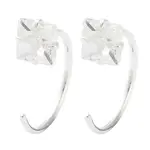 999 Fine Silver Micro Pave Clear Cubic Zirconia Pull Through Earrings