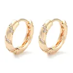 Brass Micro Pave Clear Cubic Zirconia Hoop Earrings