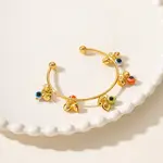 Golden Element Bell Handmade Lampwork Evil Eye Cuff Bangle for Women's Daily Party