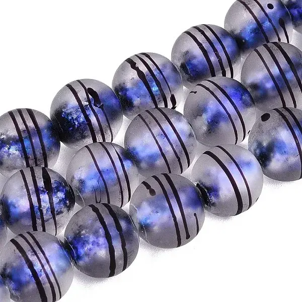 Frosted Handmade Foil Glass Beads Strands