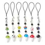 Handmade Lampwork Mushroom Mobile Straps
