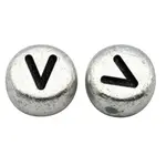 Silver Color Plated Acrylic Horizontal Hole Letter Beads