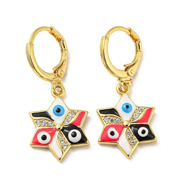 Golden Brass Dangle Leverback Earrings