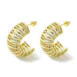 Brass with Cubic Zirconia Half Round Stud Earrings