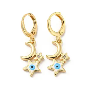 Golden Brass Dangle Leverback Earrings