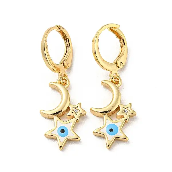 Real 18K Gold Plated Brass Dangle Leverback Earrings