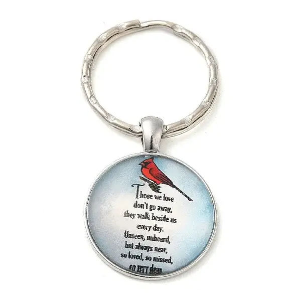 Half Round/Dome Alloy & Glass Pendant Keychain