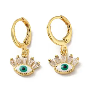 Golden Brass Dangle Leverback Earrings