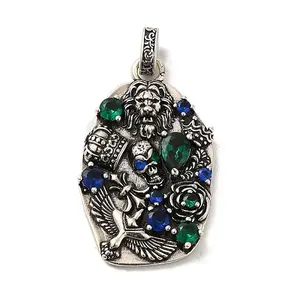 Rack Plating Brass Micro Pave Cubic Zirconia with Sea shell Pendants