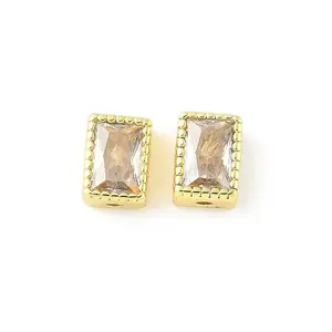 Rectangle Brass Glass Beads