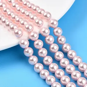 Baking Paint Pearlized Glass Pearl Bead Strands