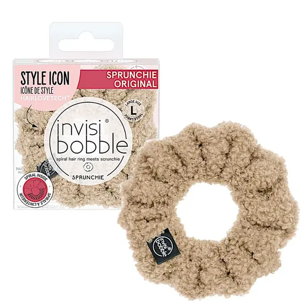 Ozdobná spirálová gumička Invisibobble Sprunchie Original Bear Necessities  - světle hnědá (IB-SPEC-PA-1-1003)