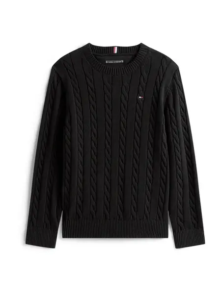 TOMMY HILFIGER Sveter 'Essential Cable'  čierna