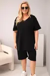 Dámský plus size set s blůzkou a šortkami, černý