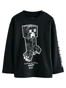 Next Tričko 'Minecraft'  čierna / biela