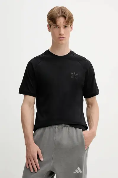 Bavlněné tričko adidas Originals 3-Stripes pánské, černá barva, JY1372