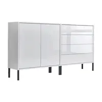 MID.YOU ŠIROKÁ KOMODA, bílá, vysoce lesklá bílá, 158/86/33 cm