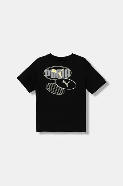 Dětské bavlněné tričko Puma ESS LOGO LAB Relaxed Execution Tee B černá barva, s potiskem, 688984