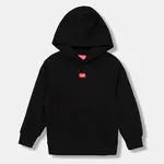 Dětská bavlněná mikina Diesel SXGINHOOD OVER SWEAT-SHIRT černá barva, s kapucí, melanžová, J02502