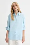 Košile Calvin Klein dámská, modrá barva, relaxed, s klasickým límcem, LV044B160G