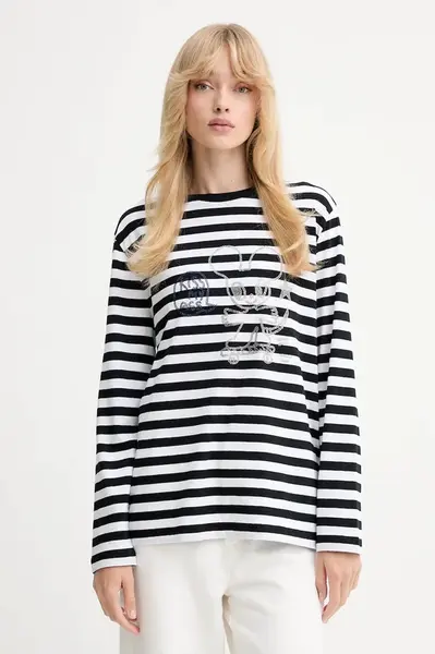 Bavlněné tričko s dlouhým rukávem ZADIG&VOLTAIRE černá barva, JWTS02839